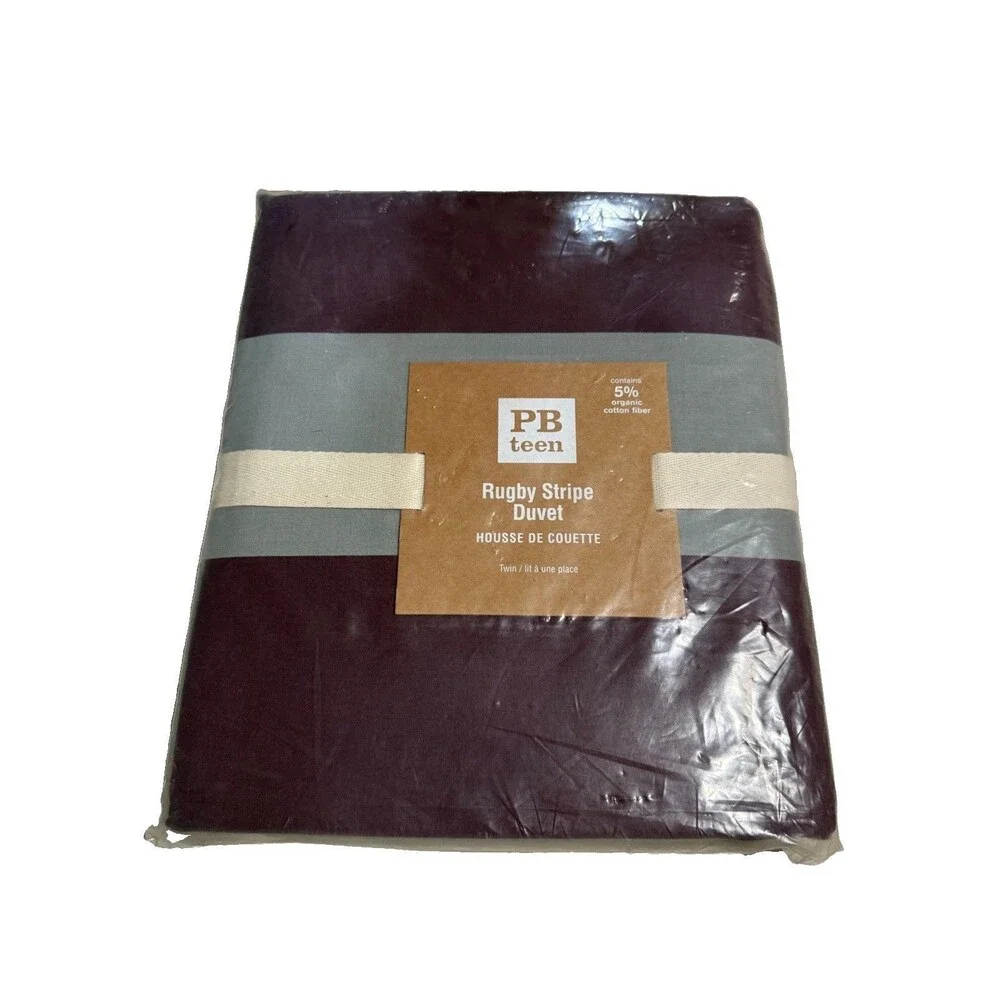 Pottery Barn Teen Rugby Stripe Red Twin Duvet and Standard Sham